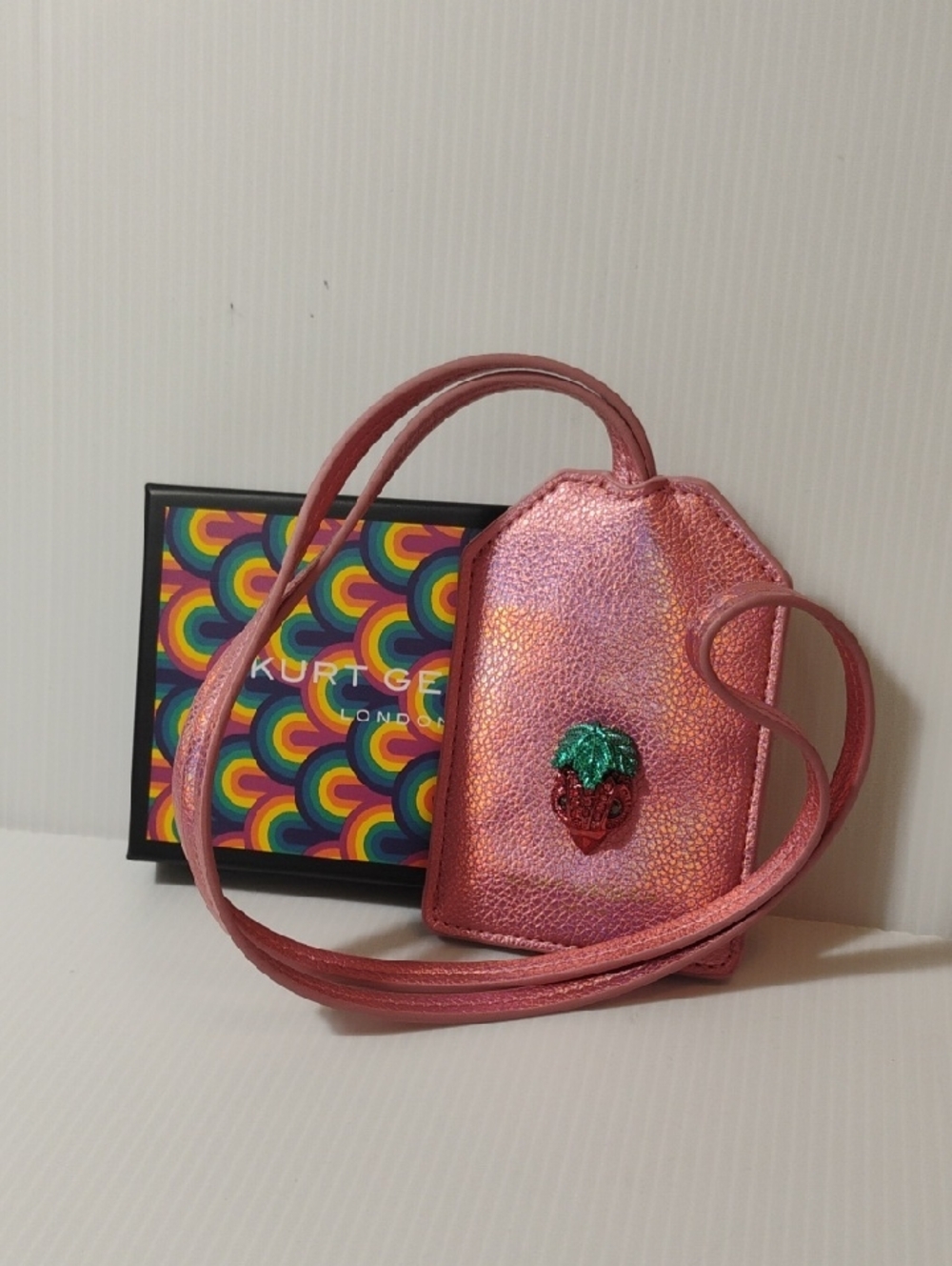 Kurt Geiger Pink Metallic Strawberry Card & Key Holder